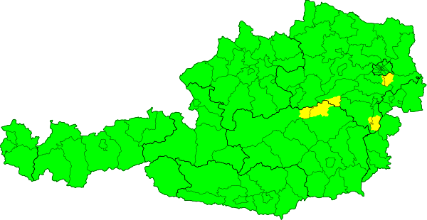 Aktuelle Unwetterwarnkarte für Österreich von UWZ